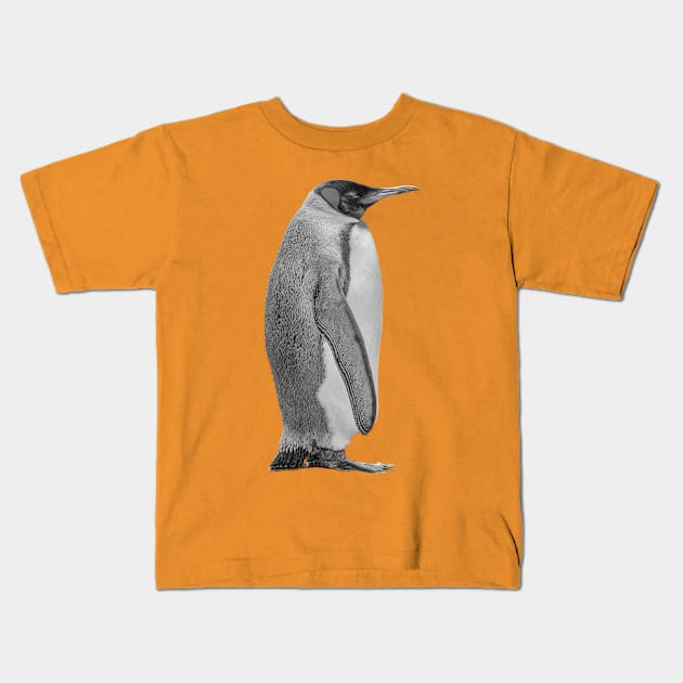 King Penguin in B&W Kids T-Shirt by dalyndigaital2@gmail.com